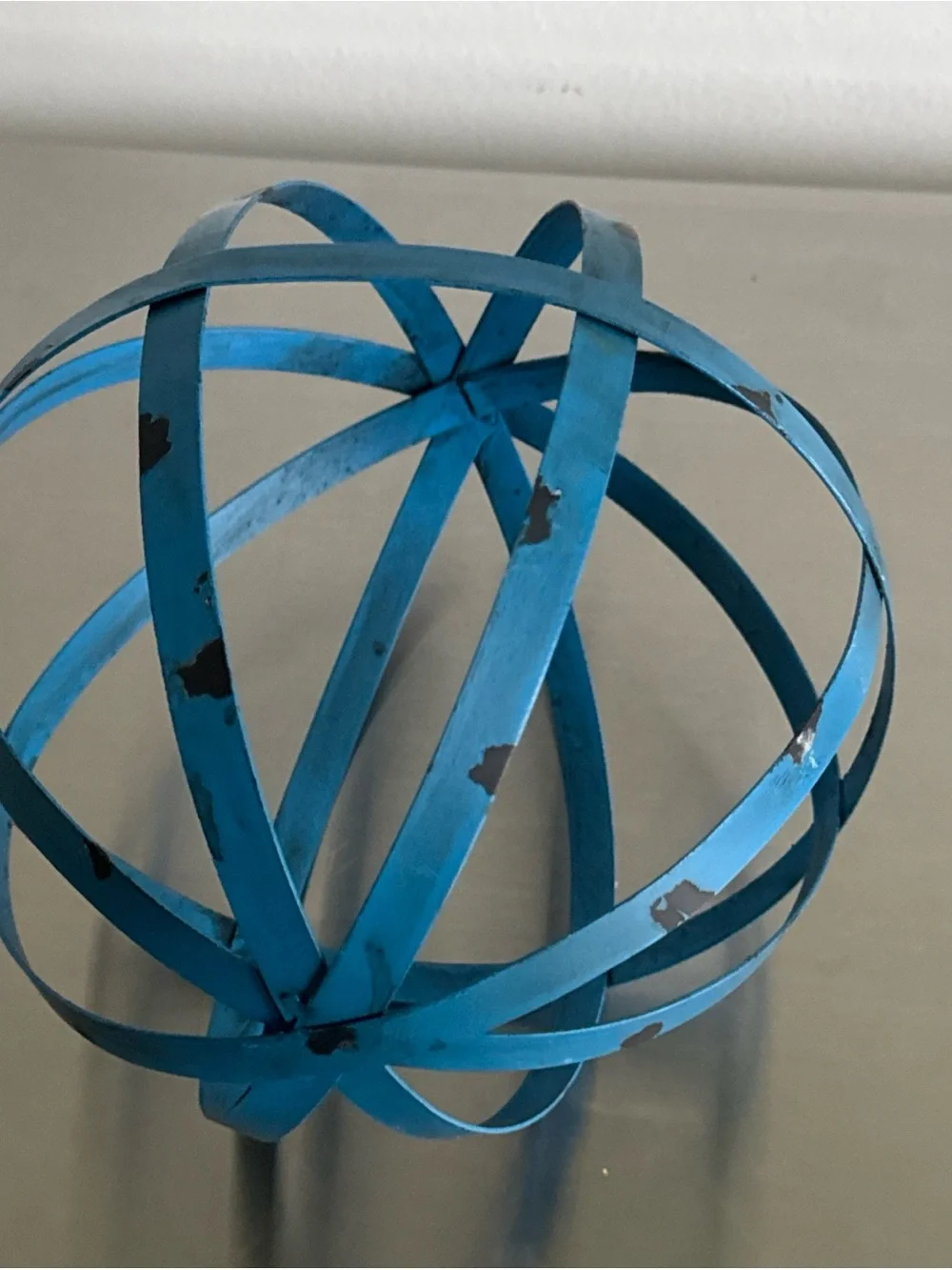 Distressed Metal Band Decorative Sphere